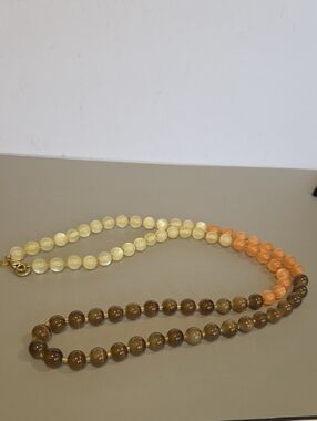 Banana Republic Multicolor Beaded Necklace - Cream, Peach & Brown 33"